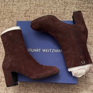 Stuart Weitzman Dark Brown Suede Heeled Boots